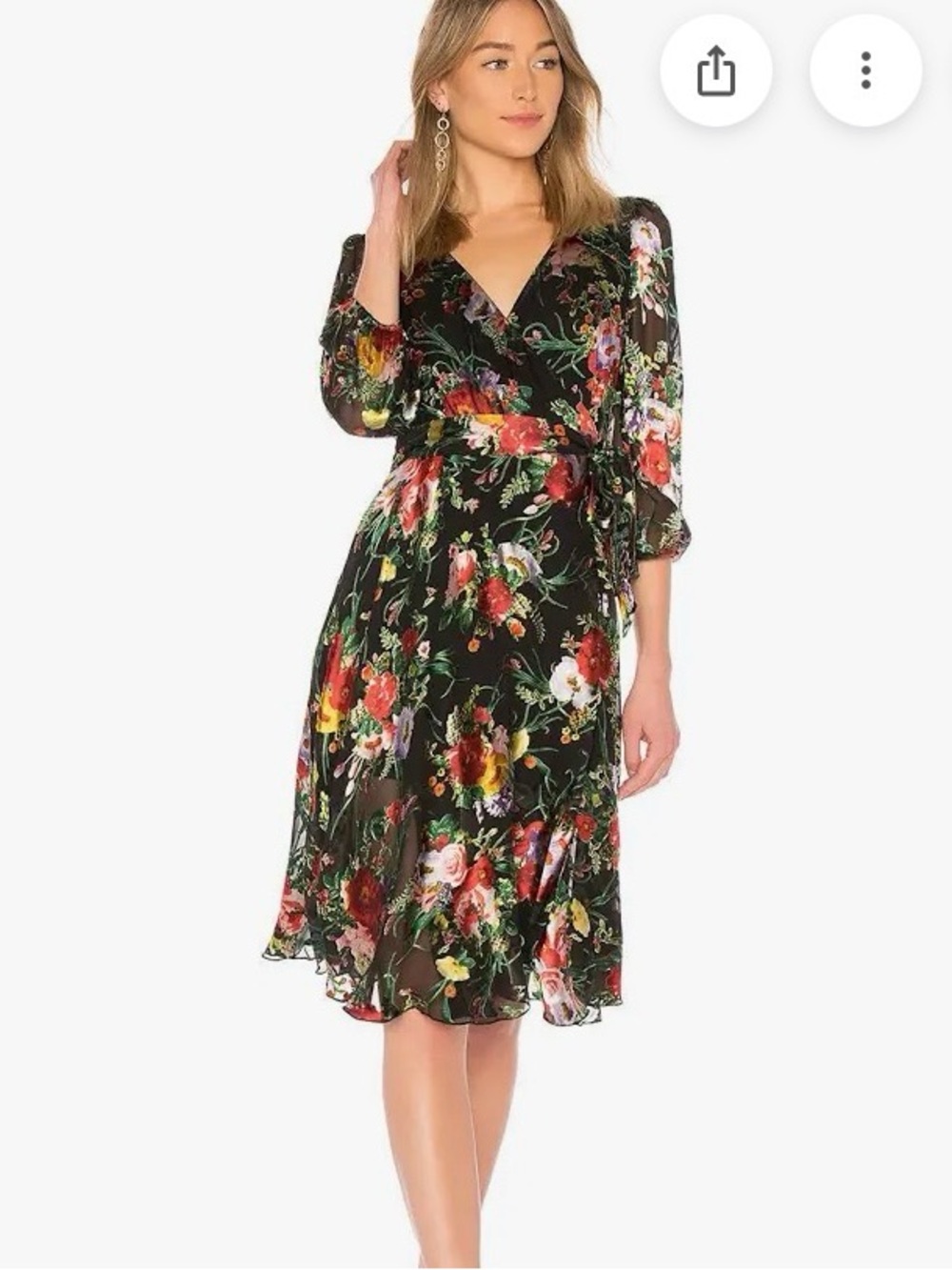 Alice & Olivia Abbey Wrap Silk Blend Dress in Blooming Bouquet Floral M/ L